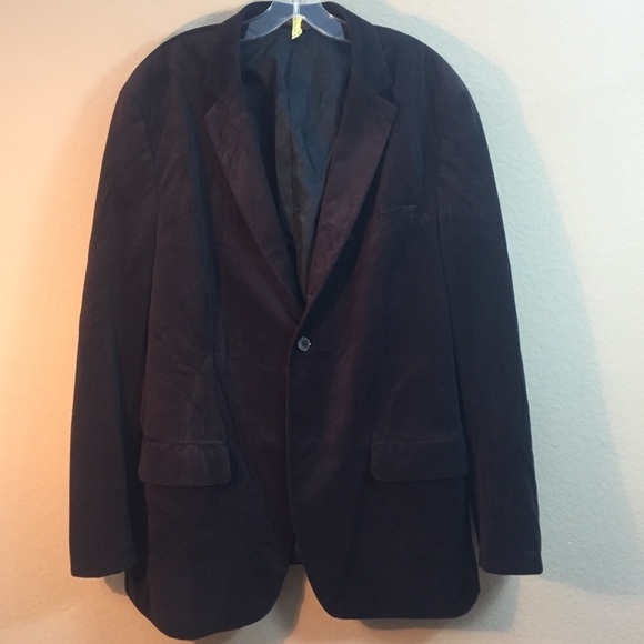 Tasso Elba Brown Velvet velour Blazer brown black Shepard's Check coat jacket - Picture 1 of 7